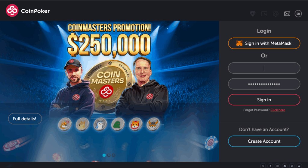 CoinPokerのプロモーション画面