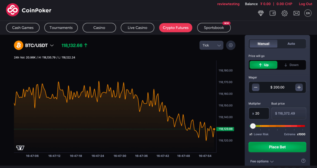 CoinFuturesの取引画面