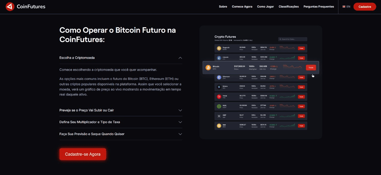 Como operar Bitcoin Futuro na CoinFutures: passo-a passo e tokens
